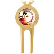 Gold or Silver Golf Divot Tool with Personalized Disc - 1 1/2" x 3" Gold - Personal message, photo or logo - 1" Insert