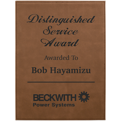 Dark Brown Leatherette Plaque, Engraves Black -  Award and Recognition