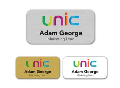 Aluminum Name Tag with Magnetic backing - Personalized Wearable - Your Logo - Full Color - Corporate Product - Promotional - Custom Made - badge
