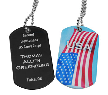 Memorial Dog Tag Dual Sized 1 1/8" x 2" includes 30" silver chain perfect memorial gift for soldiers, fallen officers, fallen fighters