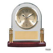 ARCH GLASS CLOCK WITH ROSEWOOD PIANO FINISH ACCENT