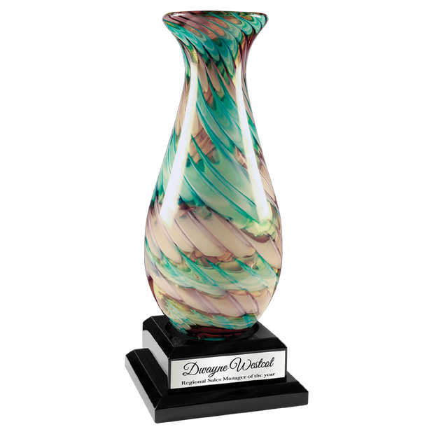 Art Glass Vase | Black Piano Base Vase | Laser Etched