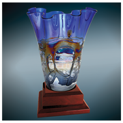 Hand Blown Glass Vase | Dichroic Glass Vase | Laser Etched, LLC