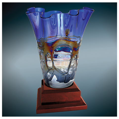 Hand Blown Glass Vase | Dichroic Glass Vase | Laser Etched, LLC